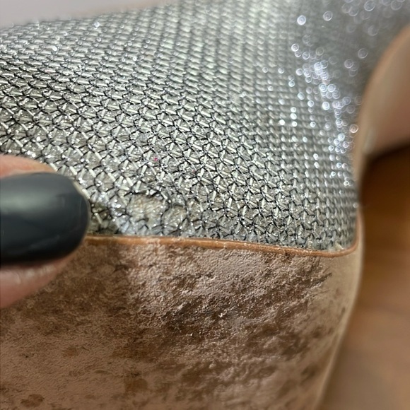 Badgley Mischka Ponderosa Silver Sparkle Stiletto Heel Sequin Pumps Shoes Size 8 - Picture 13 of 14